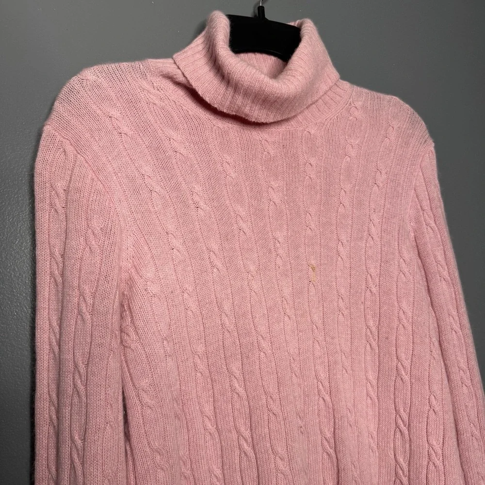 Cabi Women's XS‎ Merino Wool Blend Chunky Cable Knit Cardigan Pink Minimalist